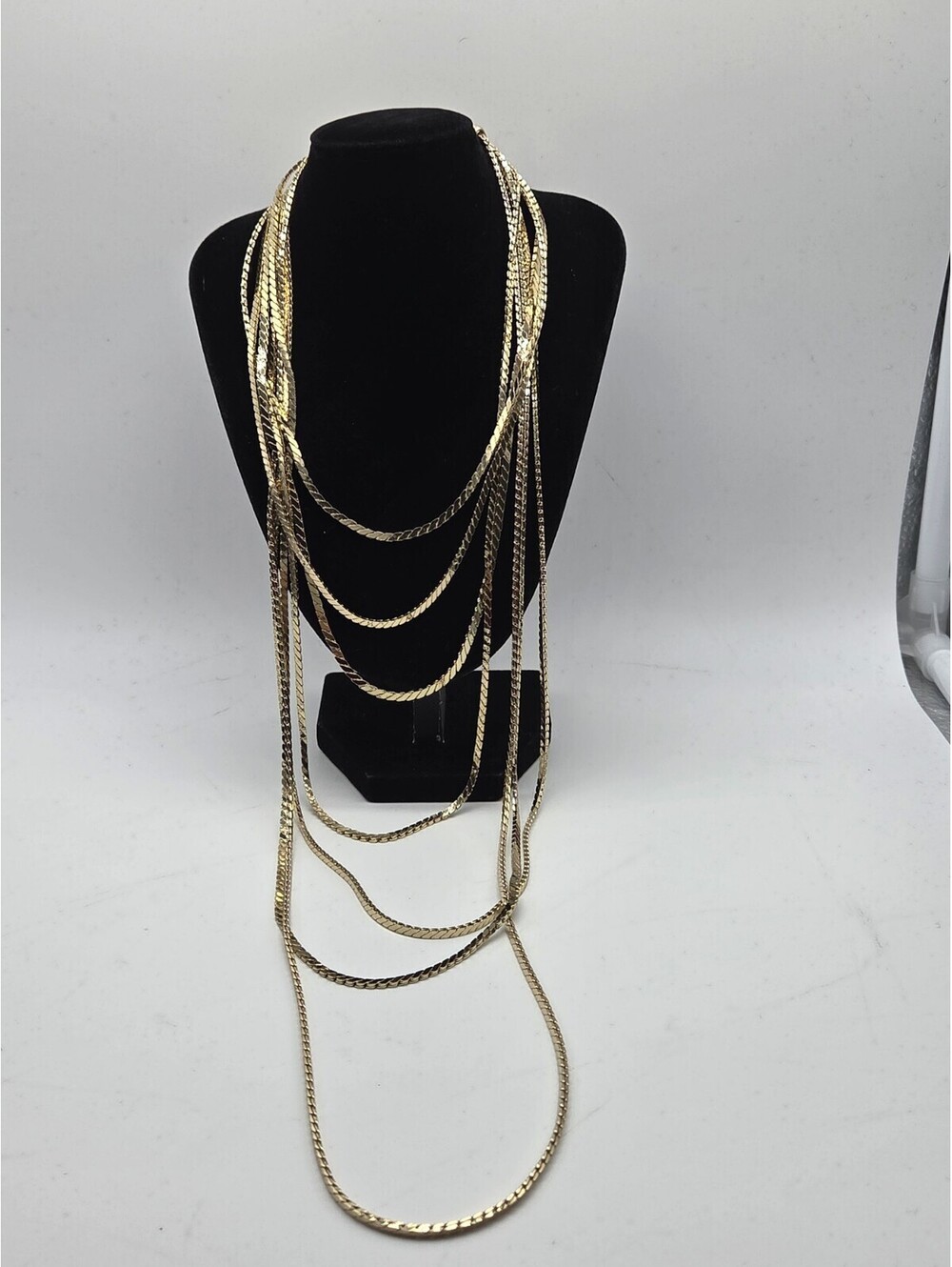 NWT Gold Tone Multi Strand Layered Chain Statement Necklace Adjustable $55 MSRP